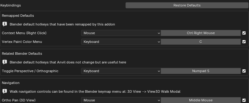 Anvil Texture Settings