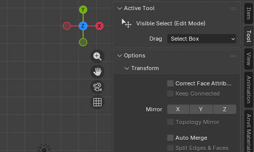 Blender Active Tool options panel showing the Auto Merge setting