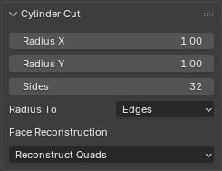 Cylinder Cut options