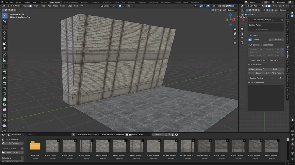 Docked prefab browser in Blender