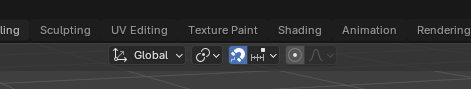 Blender 3D View header with grid snapping enabled
