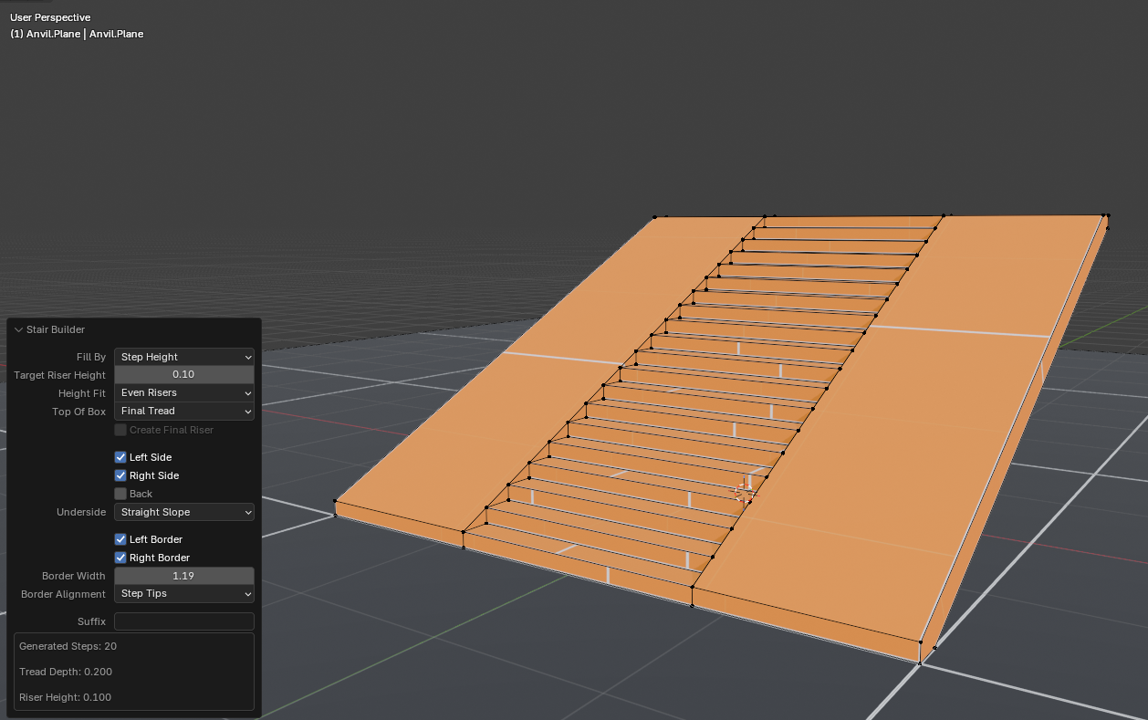 Sloped stair with thick borders
